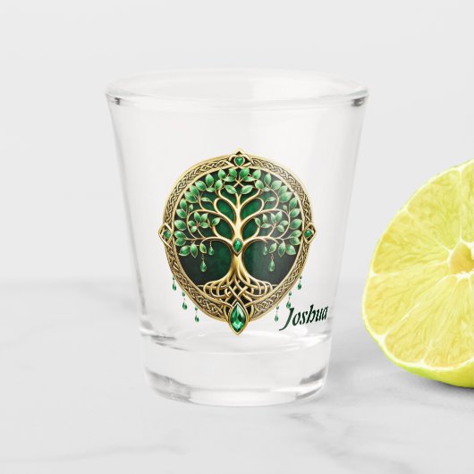 De boom van het leven met Keltische knopen. Shot Glas (Voorkant)