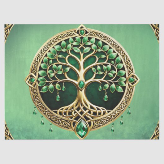 De boom van het leven met Keltische knopen. Tissuepapier (Voorkant)