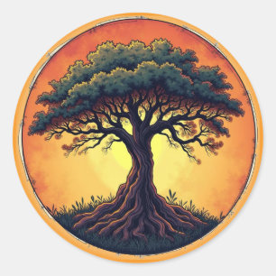 De boom van het leven ronde sticker