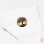 De boom van het leven ronde sticker (Envelop)
