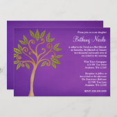 De boom van het Leven Zwemelt Paarse Bat Mitzvah I Kaart (Voorkant / Achterkant)