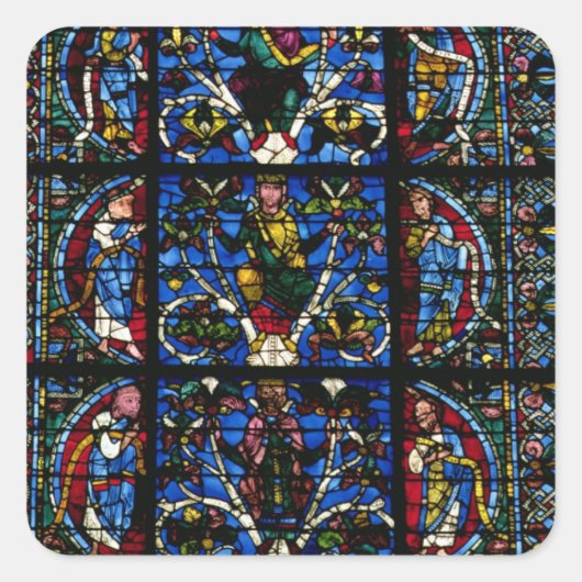 De boom van Jesse, het lancetvenster in het westel Vierkante Sticker (Voorkant)