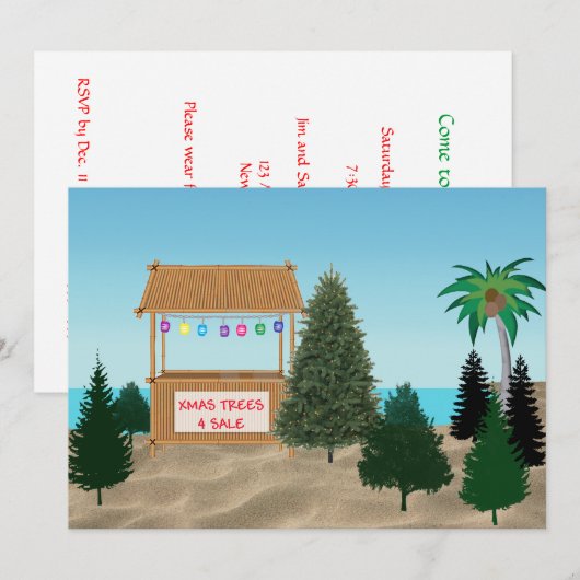 De Boom van Kerstmis Lot bij de Uitnodiging van he (Voorkant / Achterkant)