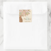 De Boom van Liefde Sla de Datum op Vierkante Sticker (Tas)
