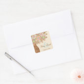 De Boom van Liefde Sla de Datum op Vierkante Sticker (Envelop)
