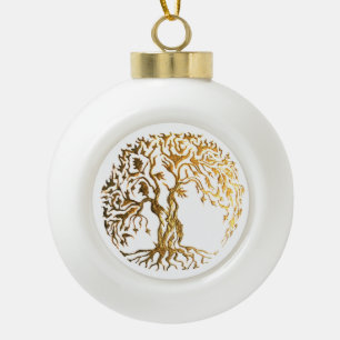 De Boom van Mehndi van het Leven (Goud) Keramische Bal Ornament