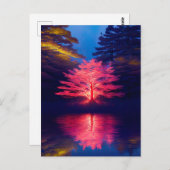 De boom verlicht in fel licht briefkaart (Voorkant / Achterkant)