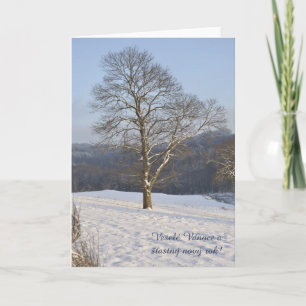 De boom Veselé Vánoce van de avond! Feestdagen Kaart