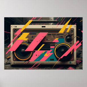 De Boombox van de terugkeer met het Stileren van d Poster