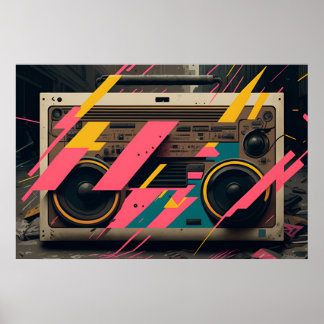 De Boombox van de terugkeer met het Stileren van d Poster