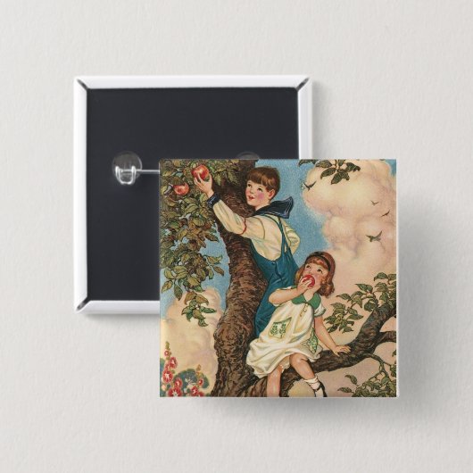 De boomklimmers vierkante button 5,1 cm (Voorkant /achterkant)