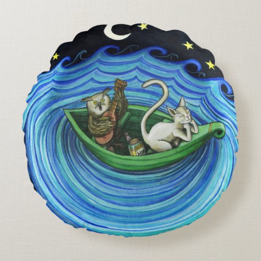 De boomkor en het Sierkussen Pussycat Rond Kussen (Voorkant)