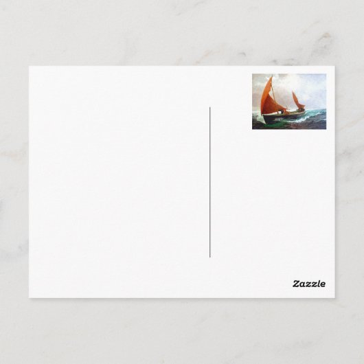 De boot bereikt het strand briefkaart (Achterkant)