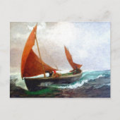 De boot bereikt het strand briefkaart (Voorkant)