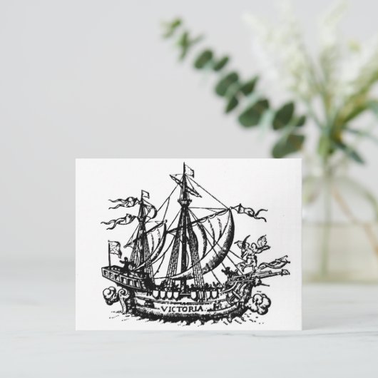 De boot van Ferdinand Magellan 'Victoria' Briefkaart (Staand voorkant)