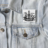 De boot van Ferdinand Magellan 'Victoria' Vierkante Button 5,1 Cm (In situ)