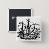 De boot van Ferdinand Magellan 'Victoria' Vierkante Button 5,1 Cm (Voorkant /achterkant)