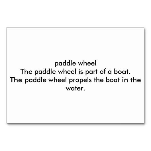 De Boot van het Wiel van het peddel FlashCards voo Kaart (Achterkant)