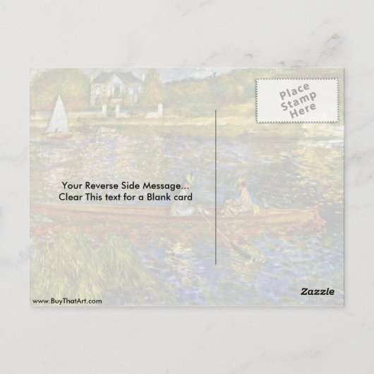 De boot van Pierre-Auguste Renoir Briefkaart (Achterkant)