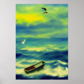 De boot verloren op zee | AI Art Poster (Voorkant)