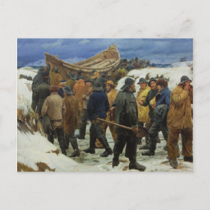 De boot wordt door de Duinen gehaald door Ancher Briefkaart