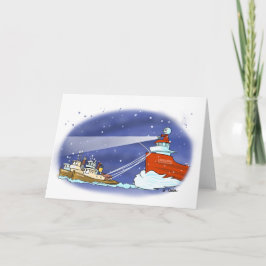 De bootkaart van de kerstman feestdagen kaart