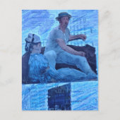 De bootreis mixed media collage briefkaart (Voorkant)