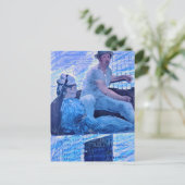 De bootreis mixed media collage man en vrouw briefkaart (Staand voorkant)