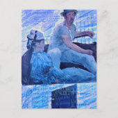 De bootreis mixed media collage man en vrouw briefkaart (Voorkant)