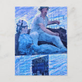 De bootreis mixed media collage man en vrouw briefkaart (Voorkant)