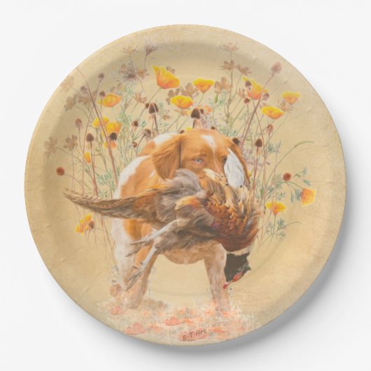 De Borden van het spaniel van Brittany Papieren Bordje (Voorkant)