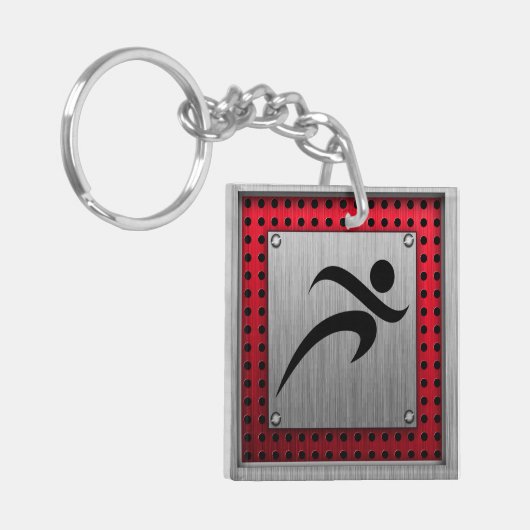 De borstel van de Metaal kijkt Lopend Sleutelhanger (Voorkant Links)