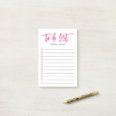 De Borstel van Fuchsia liet gepersonaliseerd om Li Post-it® Notes (Op bureau)
