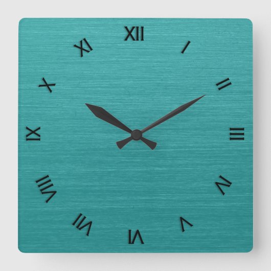 De borstelde Blauwgroen Numeriek van de Kijk kash0 Vierkante Klok (Voorkant)