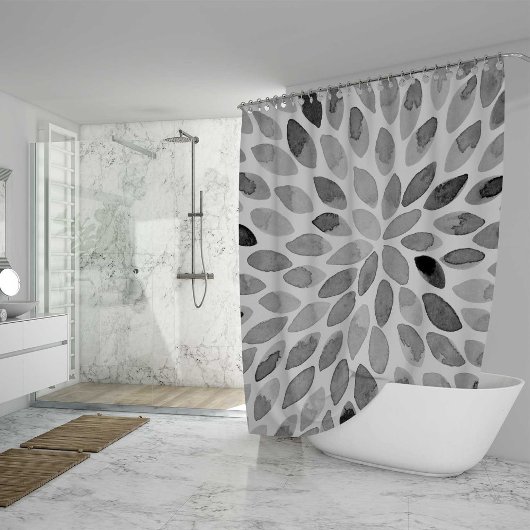 De borstelslagen van de waterverf - zwart-wit douchegordijn