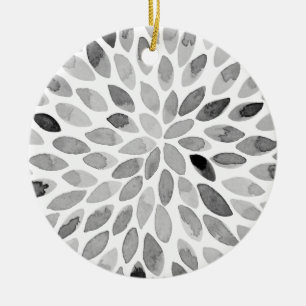 De borstelslagen van de waterverf - zwart-wit keramisch ornament