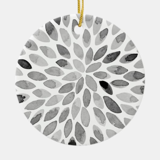 De borstelslagen van de waterverf - zwart-wit keramisch ornament (Voorkant)