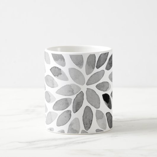 De borstelslagen van de waterverf - zwart-wit koffiemok (Center)