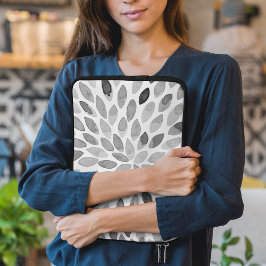 De borstelslagen van de waterverf - zwart-wit laptop sleeve