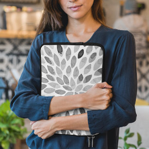 De borstelslagen van de waterverf - zwart-wit laptop sleeve