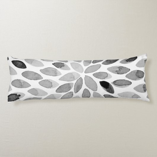 De borstelslagen van de waterverf - zwart-wit lichaamskussen (Achterkant)