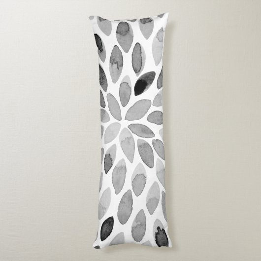 De borstelslagen van de waterverf - zwart-wit lichaamskussen (Achterkant (Verticaal))