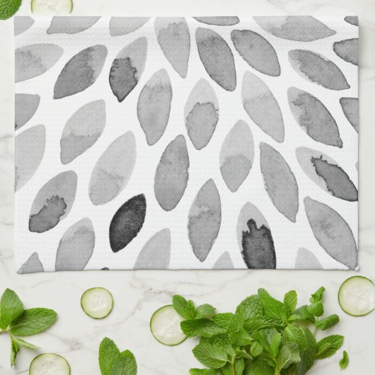 De borstelslagen van de waterverf - zwart-wit theedoek (Gevouwen)