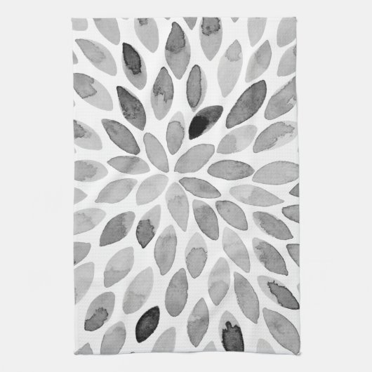 De borstelslagen van de waterverf - zwart-wit theedoek (Verticaal)