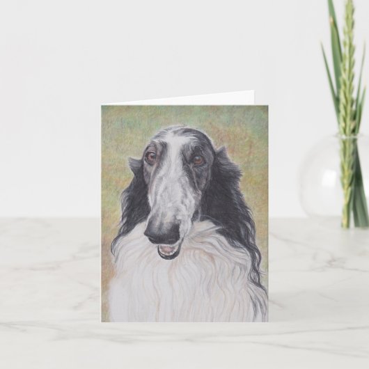 De Borzoi Dog Art Notecard Bedankkaart (Voorkant)