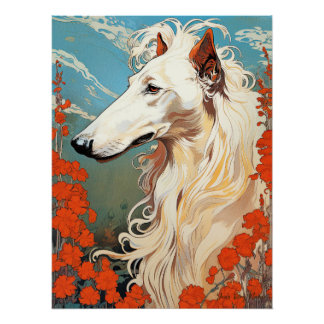 De Borzoi hond 003 - Natalia Mucha Perfect Poster