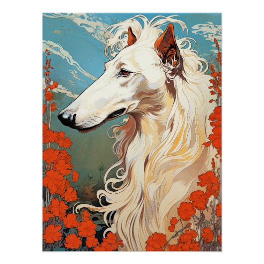De Borzoi hond 003 - Natalia Mucha Perfect Poster (Voorkant)