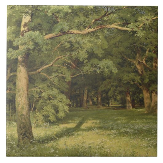 De bosreiniging (Woodland Landscape Scene) Tegeltje (Voorkant)