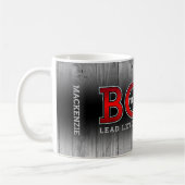 De BOSS-leider anderen volgt Rustisch hout Koffiemok (Links)