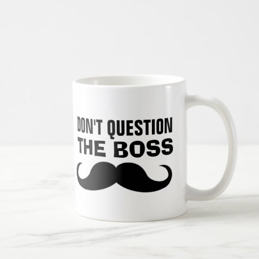 De BOSS Mustache Coffee Mok, Funny Koffiemok (Rechts)